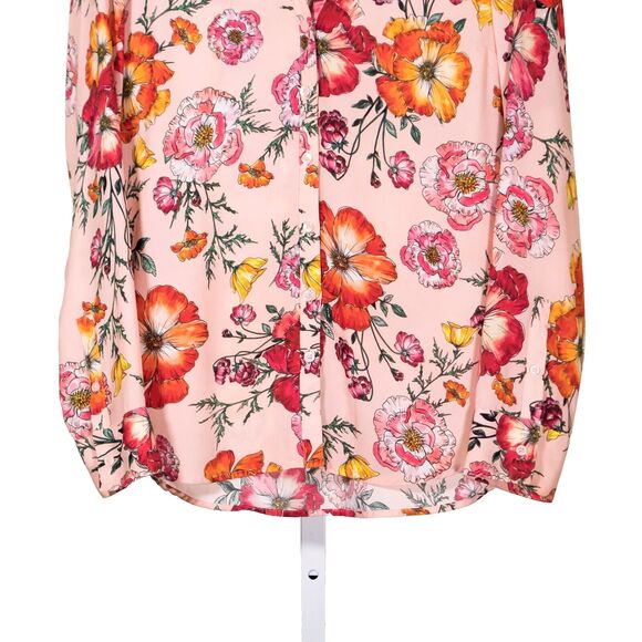 Express Women's Shirt Button Up Multicolor Floral Slim Fit V-Neck Blouse Top S - Picture 5 of 8